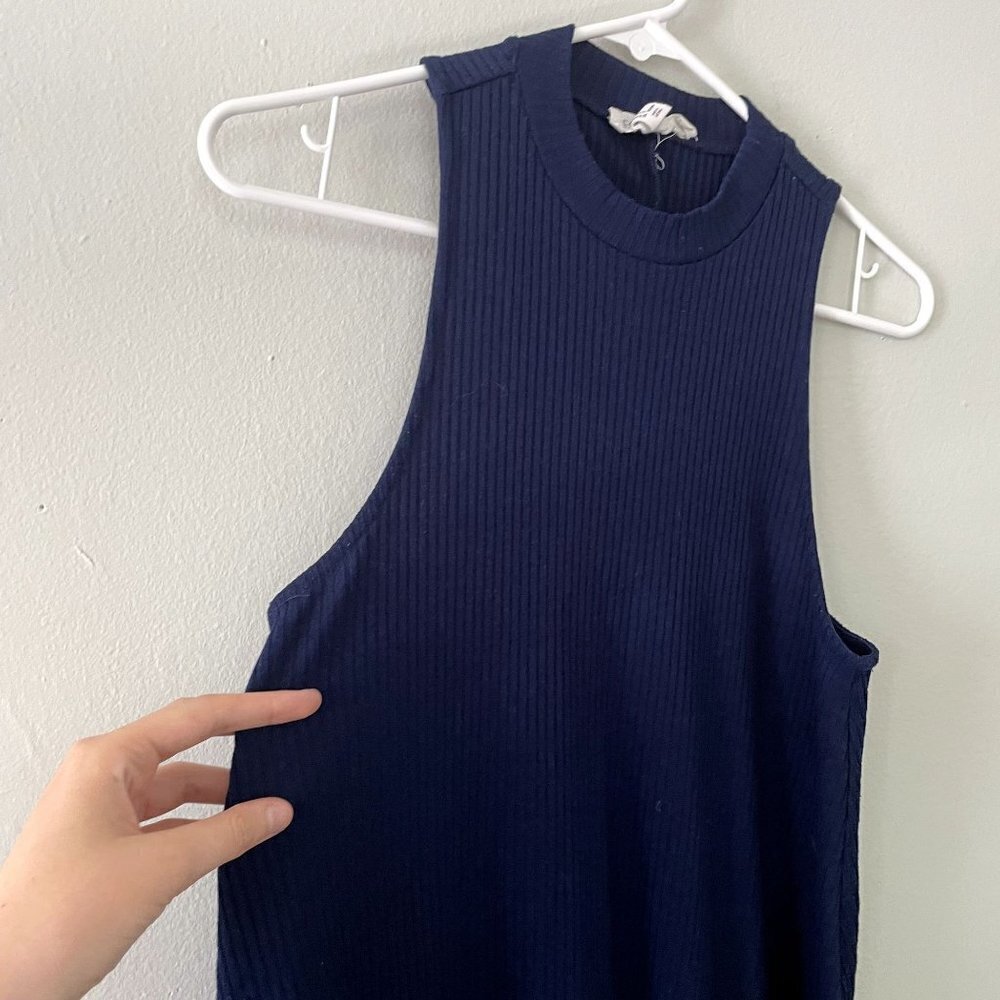 Forever 21 navy blue sweater dress comfortable crewneck sleeveless dress - Picture 2 of 5